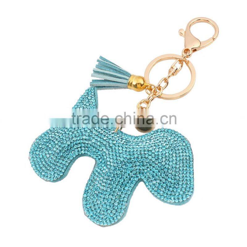 2016 Hot pink Dogs Pendant Keychain Bling Crystal Keychain Custom Wholesale 18k Gold Plated Lobster Clasp