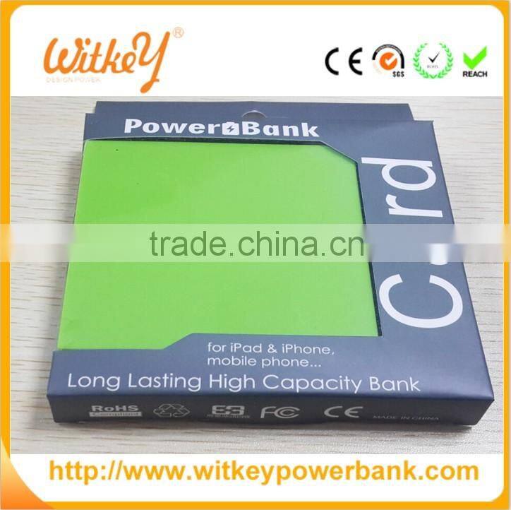 2016 ultra thin credit card size power bank battery charger