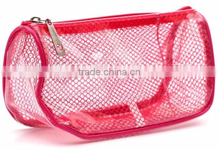 travel plaid washing bag PVC transparent cosmetic bag with handle