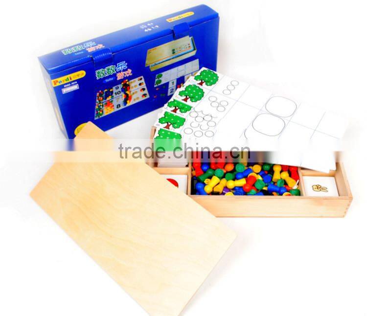 Cartoon design wooden learning puzzle toy,Lovely wooden learn count number toy,number match educational game MDD-1014