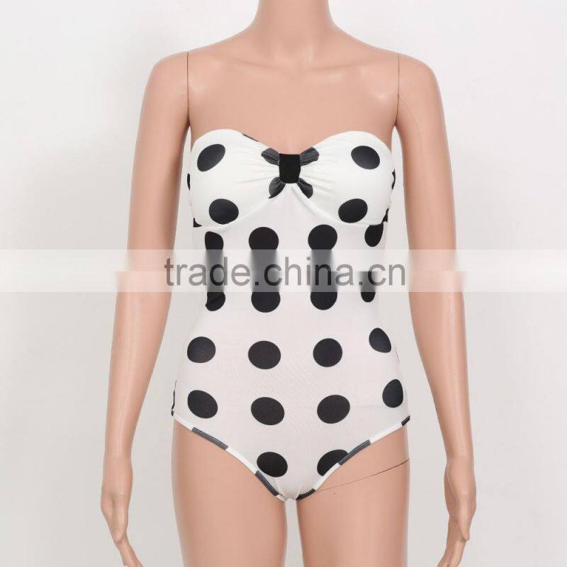 50s Vintage Dot One Piece Swimsuit Women