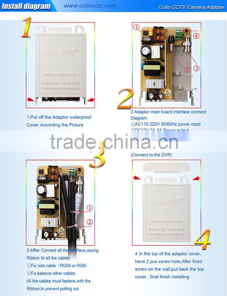 Multifunctional 12v 1a australian ac plug cctv power adapter for wholesales