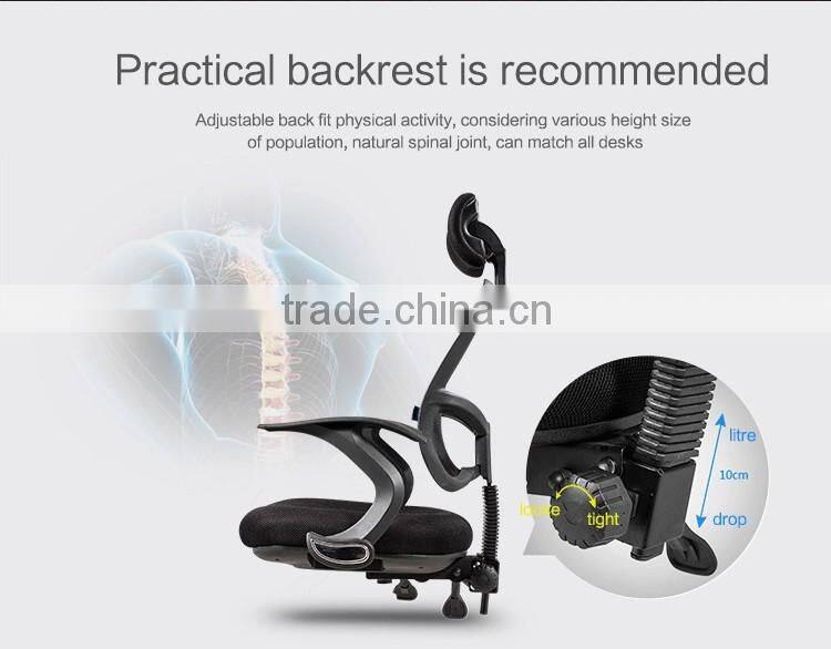 Hot sale Black Ergonomic Mesh office chair with adjustable headrest J18