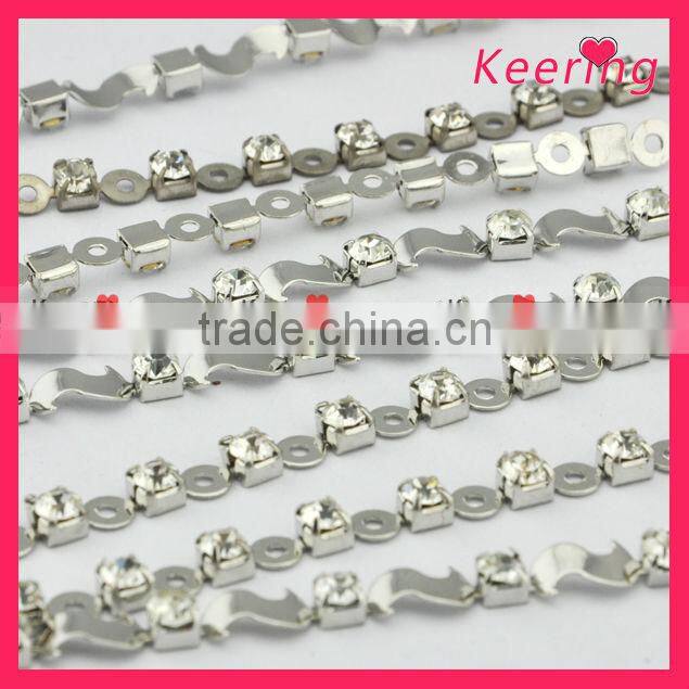 Gold flower popular Wholesale Crystal Rhinestone Chain WRC-32