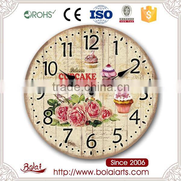 Sweetness life dessert red roses decorated cupcake personality quartz wall clock for garden