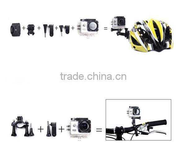 2014 Most Popular SJ4000 Sport Camera Full set Mounts Accessory Bicycle Scooter Helmet Mount Holder Sports DV Fitting for SJ4000