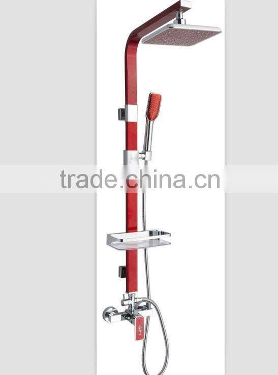 Plastic shower head and hand held shower red bathroom aluminum shower set