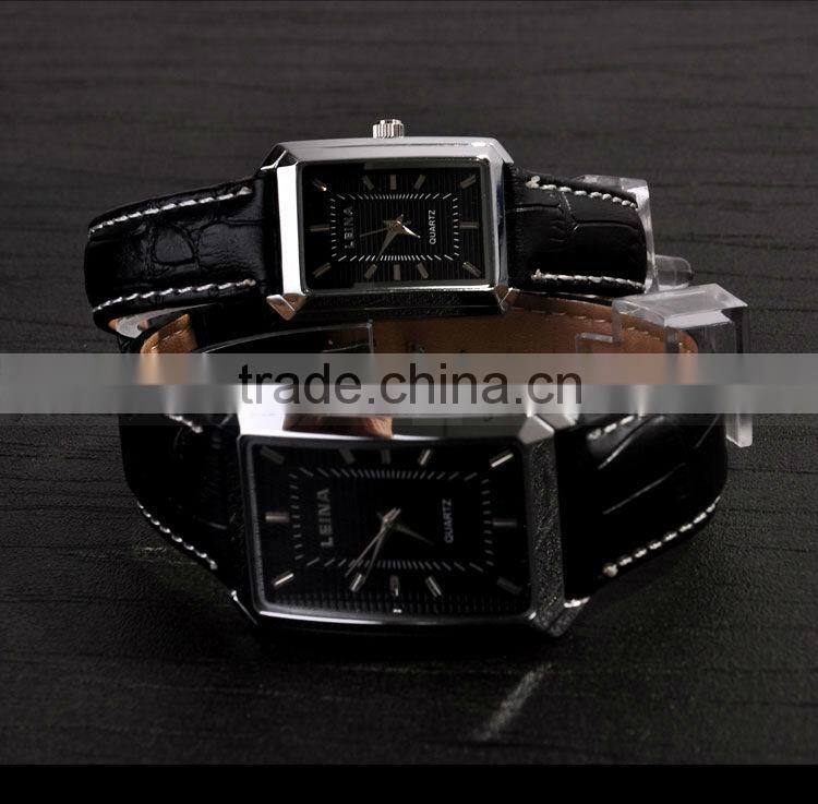 Stainless steel Automatic Leather Strap Lovers Wrist Watch