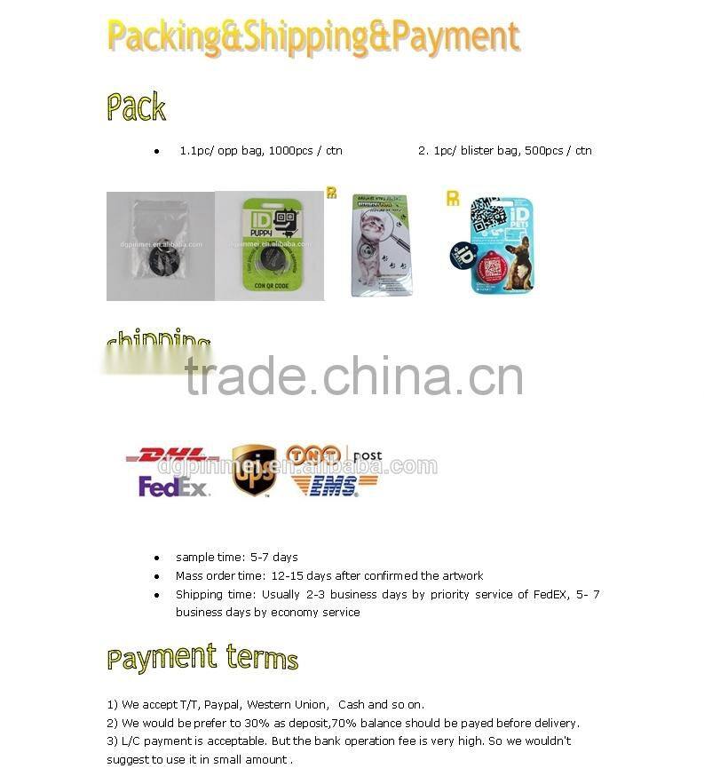 Round Custom LOGO Anodized aluminum QR code laser dog tags/pet ID tags