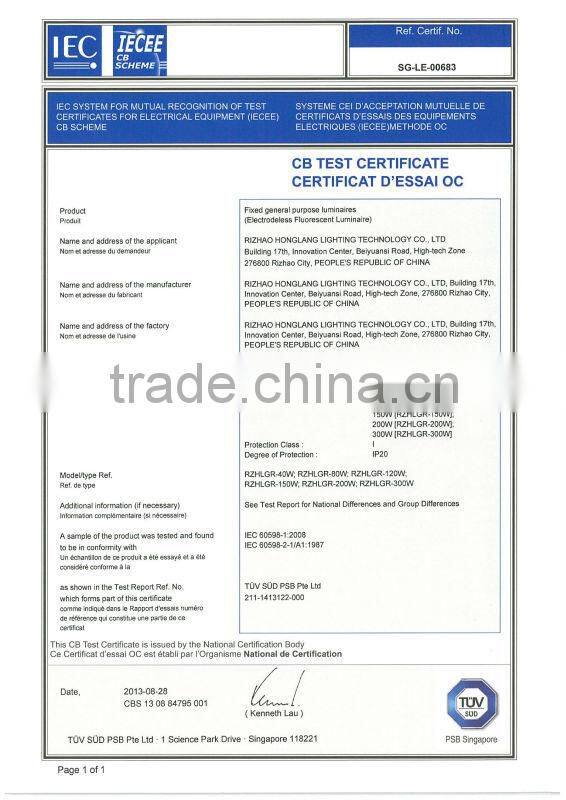 induction lighting for tennis courts