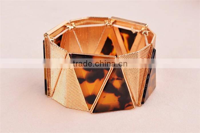 Fashion jewelry 2016 geometric zinc alloy rose gold plated leopard bangle bracelet