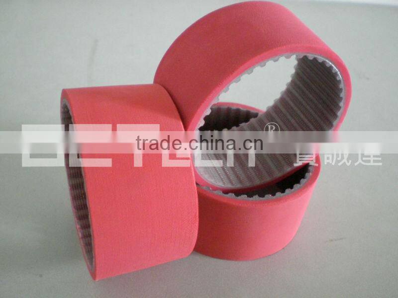 PU truly endless timing belt coated with rubber