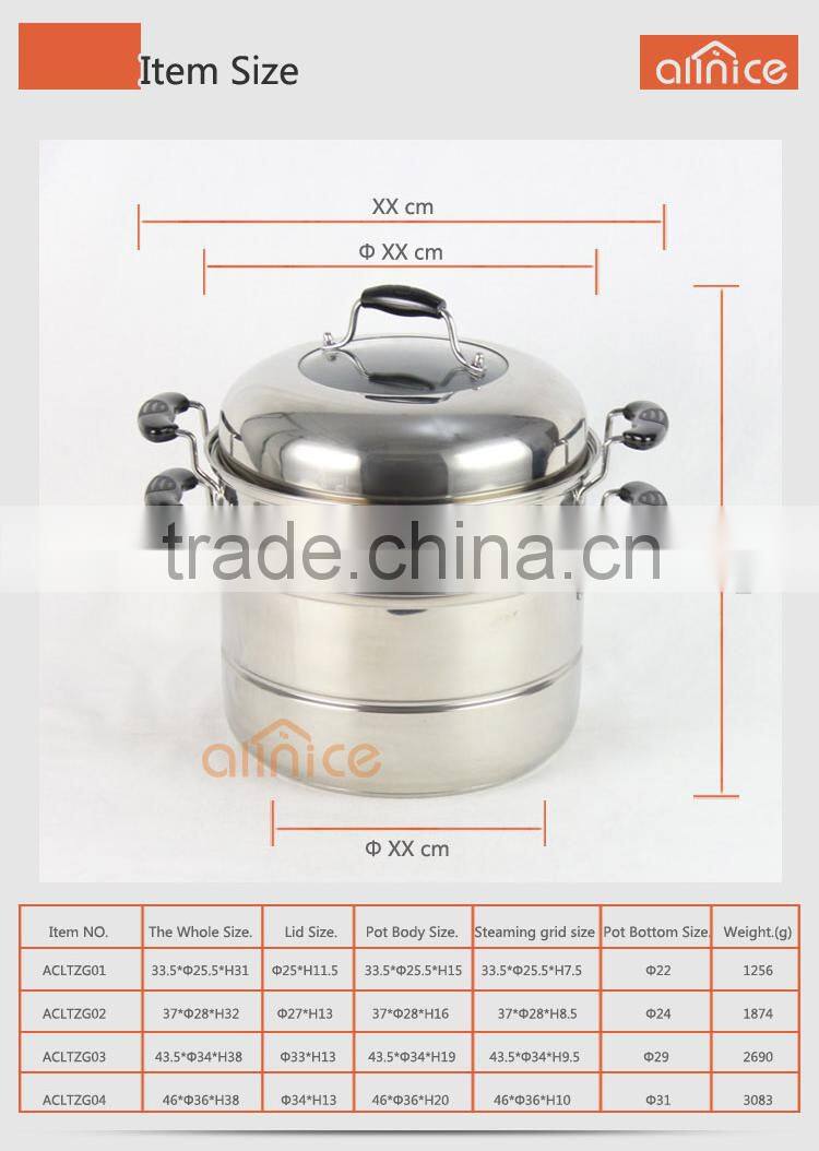 Two layer Multi-functional Steam pots stainless steel steamer pot Tempered glass lid & steel lid
