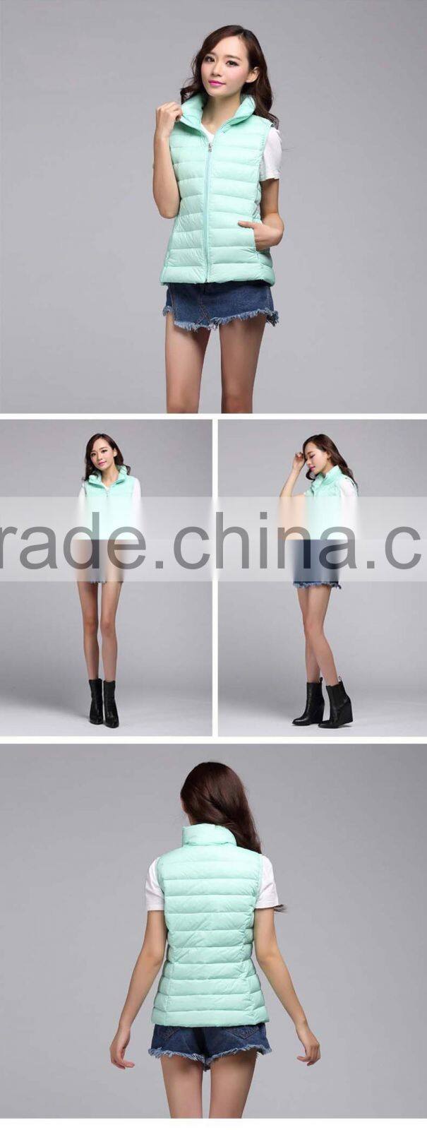 2015 Anti-Pilling green Down Vest for Womens