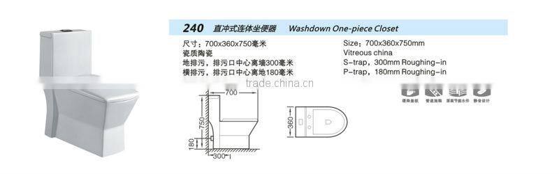 Porcelain washdown grey colored toilets 240
