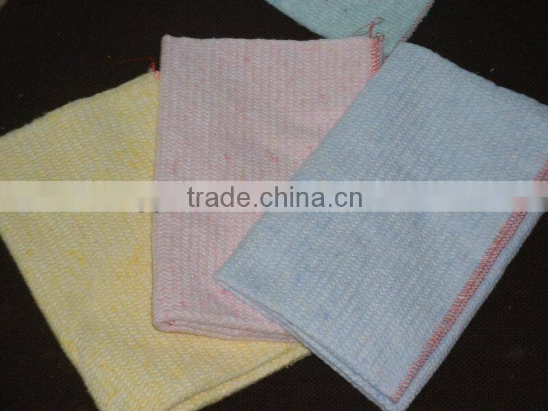 100%recycled cotton floor mop cloth with blue patch and hole in center