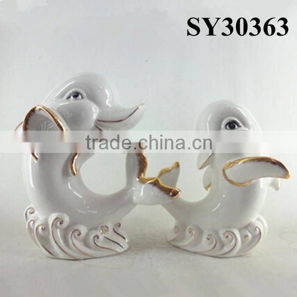Home decoration white ceramic fish