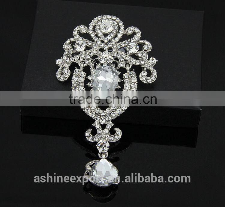 Retro elegant bulk crystal rhinestone brooch/handmade crystal rhinestone brooch