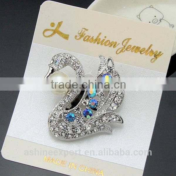 Cute animal series-noble exquisite swan pearl rhinestone brooch/handmade brooch