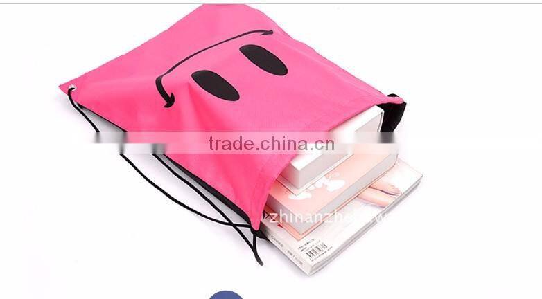 Fashionable drawstring nylon yelllow bag backpack