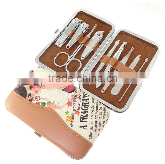 Hot 9 Pieces Manicures Set with Leather Case