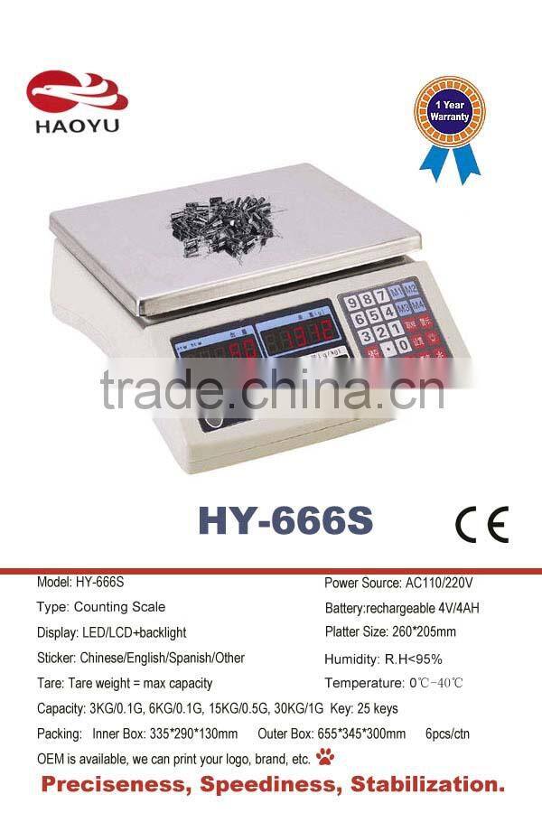 High precision counting scale 6KG/0.1G,15KG/0.5G,30KG/1G