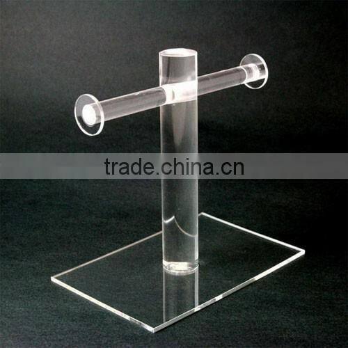 single clear T shaped pipe smooth surface acrylic bracelet holder/bangle holder/acrylic jewelry holder with screw