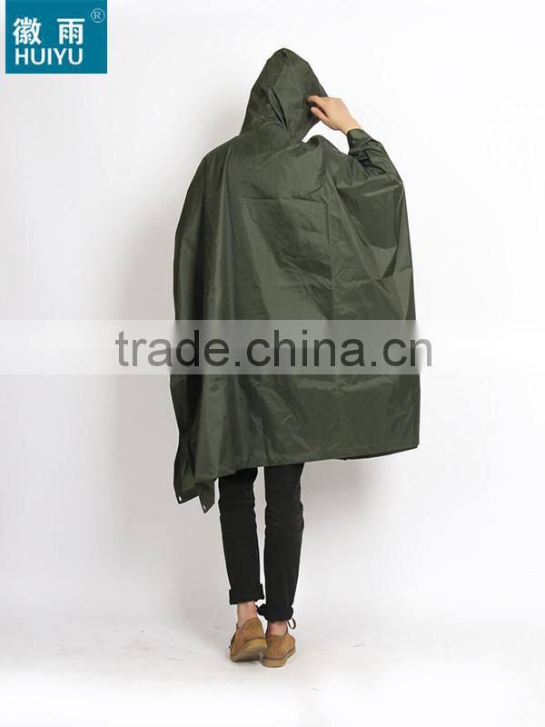 OEM factory 100% polyester or oxford raincoat army rain poncho military outdoor workplace bicycle motorcycle raincoat