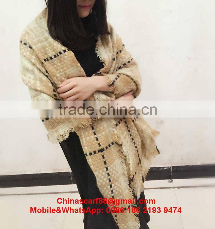Wholesale plaid cashmere shawl