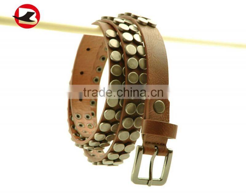 2016 New Fashion Women Brown Studded Leather Belt