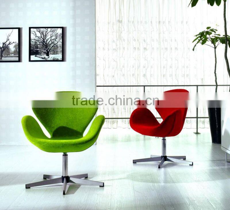 Fabirc upholstered chrome steel swivel base modern chair