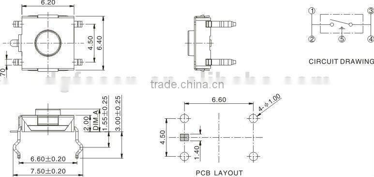 tact switch for car audio TS-1306A