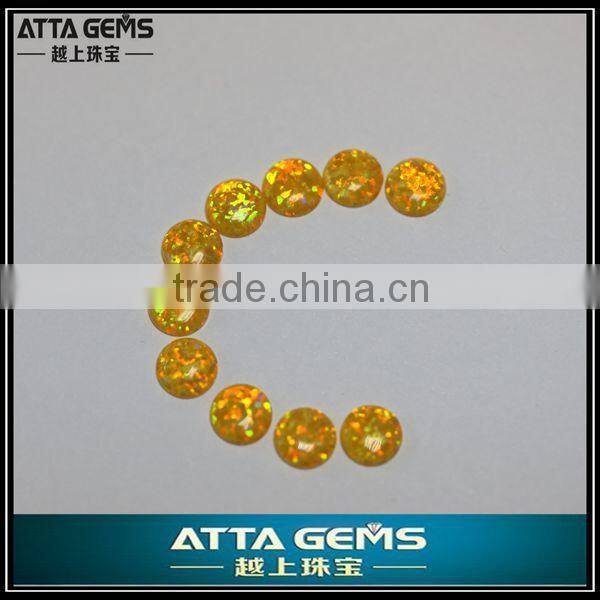 cabochon cut opal-K54 yellow color round created opal
