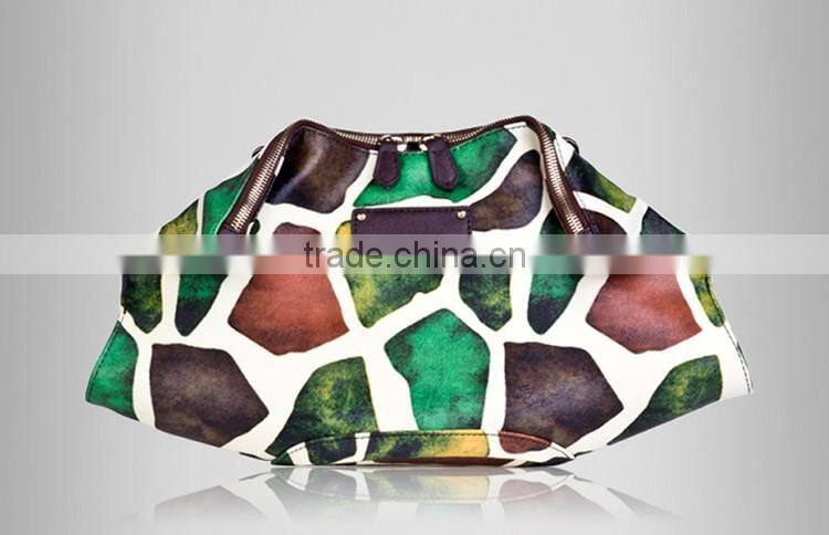 Fahionable giraffe pattern leather make up bag and ladies clutch bag