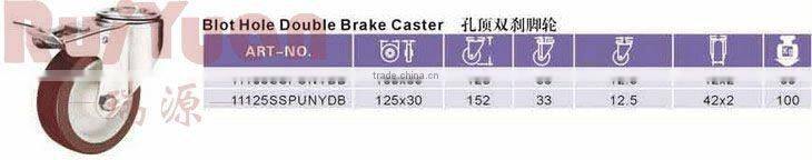 Stainless Steel Swivel Castor with PU Wheel & Total Stop Brake