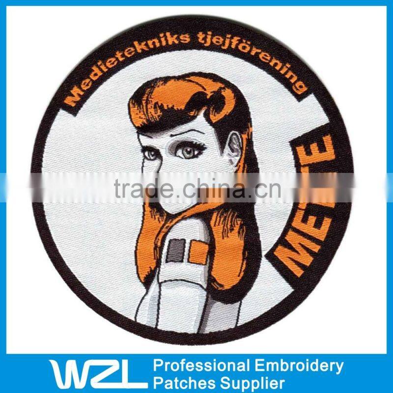 Custom Machine Made Beautiful Girl Pattern Woven Patches for Clothes