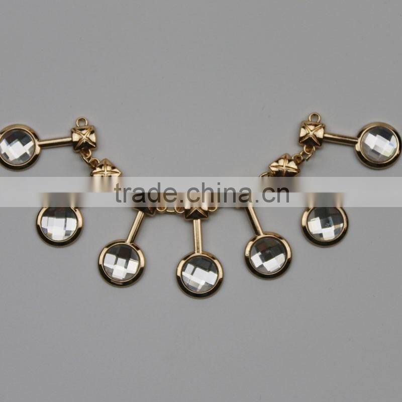movable gold metal jewelry trim Neckline decorate for colthing