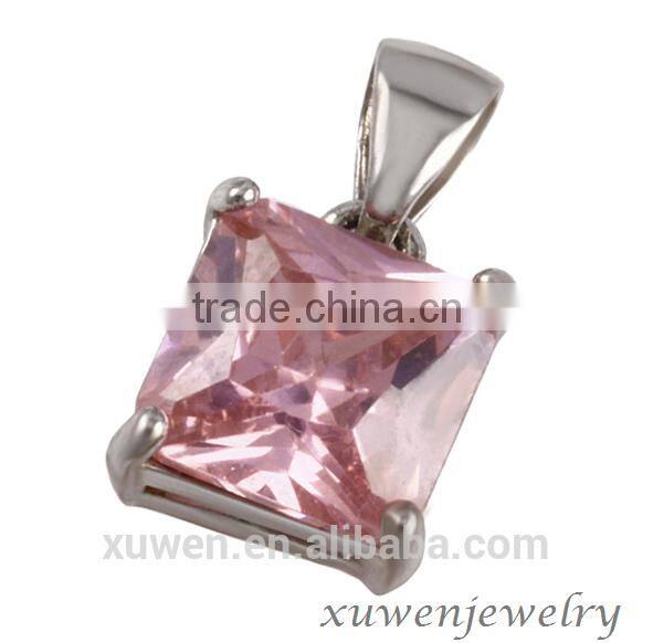 cute pink zircon stainless steel natural stone pendants wholesale