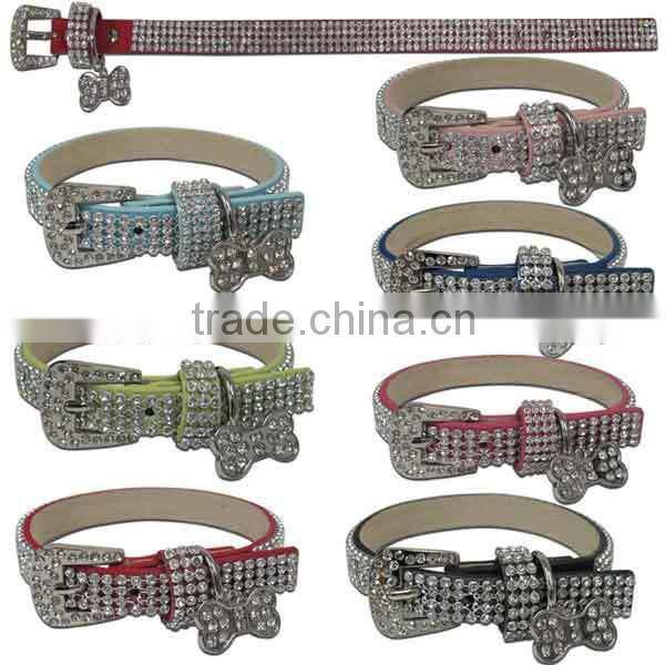 Diamond sparkly 4 row rhinestone studded dog collar