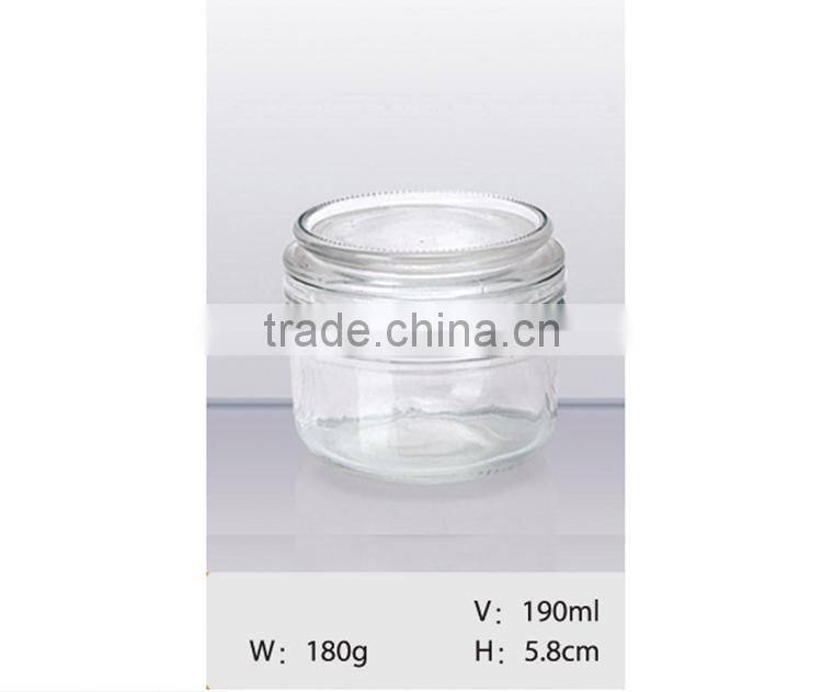 200ml wholesale high quality clear glass jars for strawberry jam