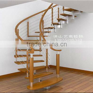 Arc curved wooden spiral stairs9001-2