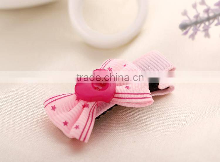 new style with sweet heart button multi color Boutique grosgrain hair clip fancy hailgrips
