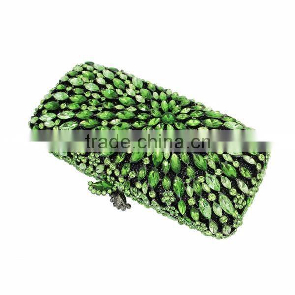 clear plain green crystal clutch evening bag bridal wedding party stone handbags (8717A-G2)