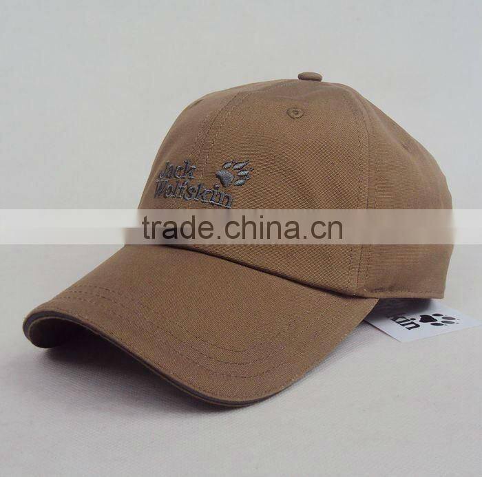 black 100% cotton brushed long brim golf cap with 3D embroidery