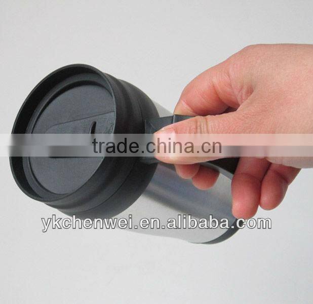 cheap 450ML double wall plastic travel mugs with handle TV product