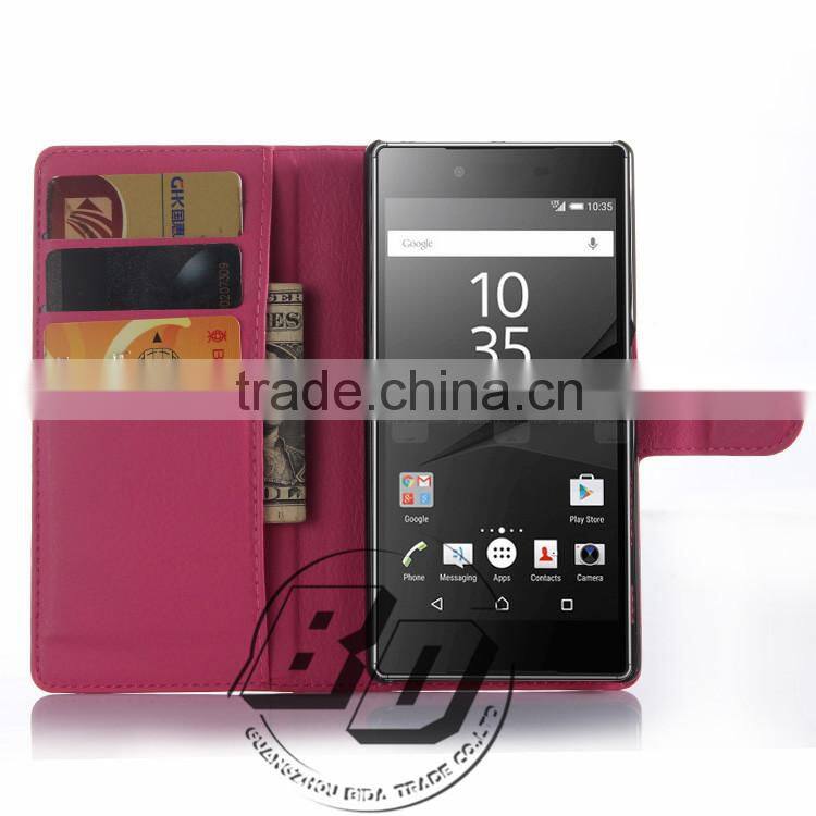 Ultra High Quality Magnetic flip PU leather wallet case with card slots For Sony Xperia Z5 Premium luxury Case fast delivery