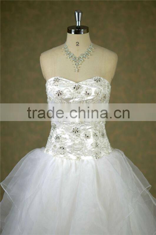 Dashing Style srapless a-line outdoor wedding dresses with asymmetric organza