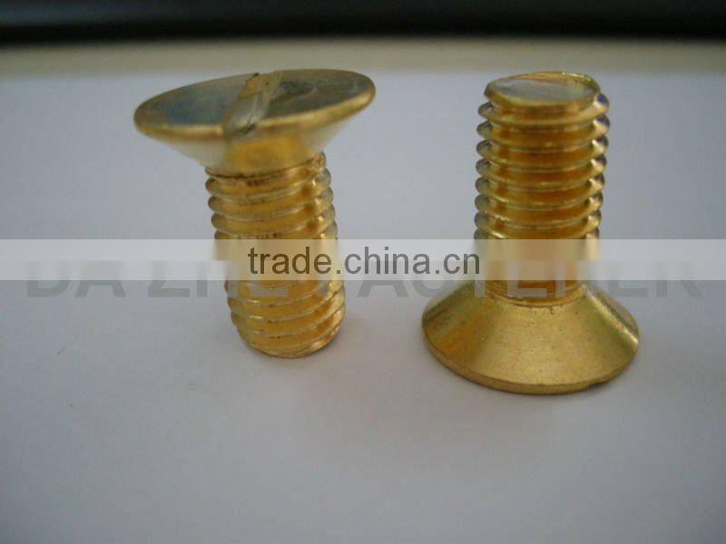 brass slotted headless screw or bolt