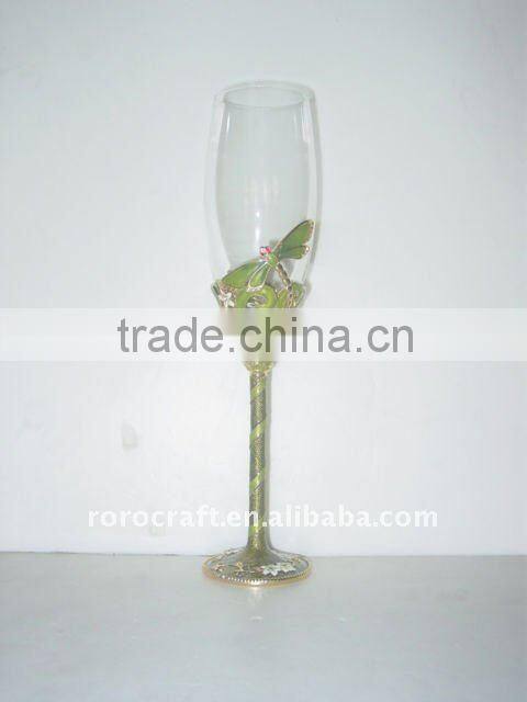 pewter design wedding champagne flute