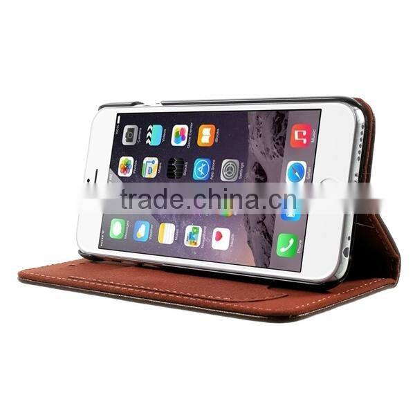 2015 Factory Price for iPhone 6 Leather case , Wallet Style Flip PU Leather Case for Apple iPhone 6